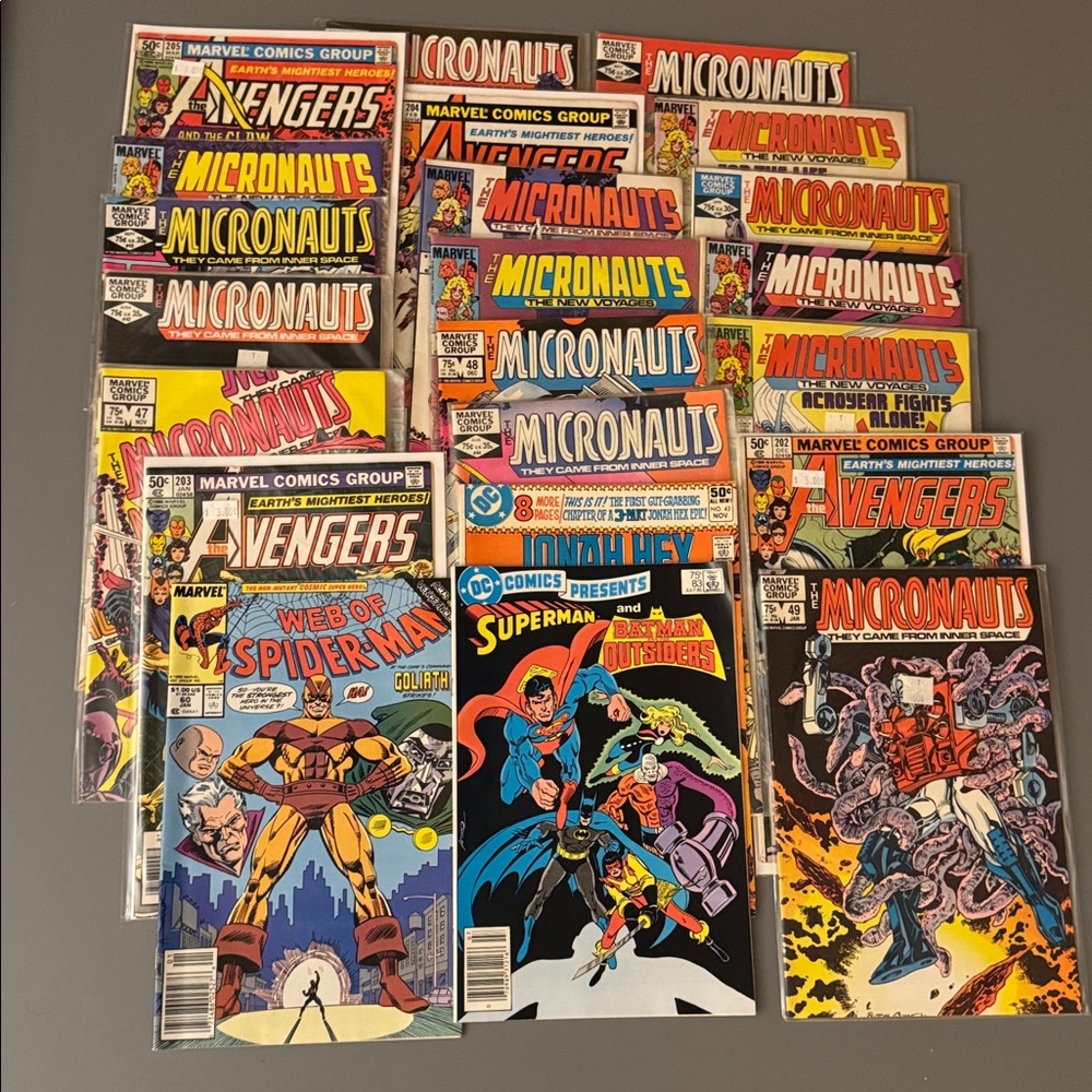 Lot of 22 Avengers , Micronauts, Marvel,& DC Comic Books